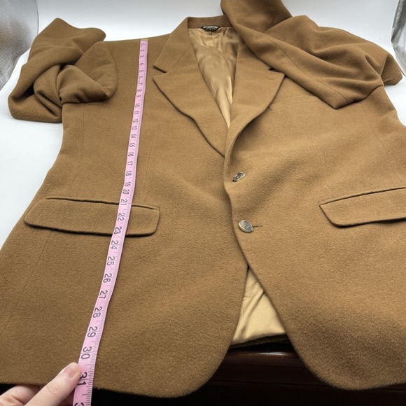 Vintage Bill Blass Camel Hair Blazer Jacket Suit Coat Mens Tan Two Button 44 R - Picture 7 of 10